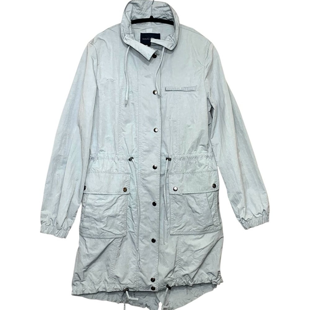 Banana Republic Windbreaker Utility Jacket Gray M Cargo Pocket Light Minimalist